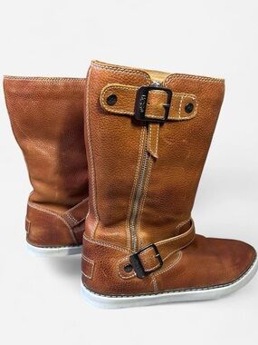UGG Andra leather shearling-lined boots, a motorcycle-inspired style